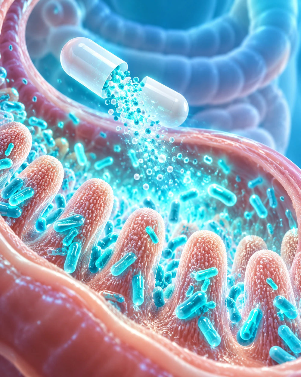 Ilustración de la microbiota intestinal