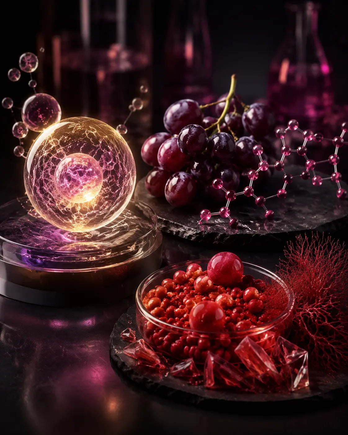 NAD+, resveratrol, uvas y astaxantina